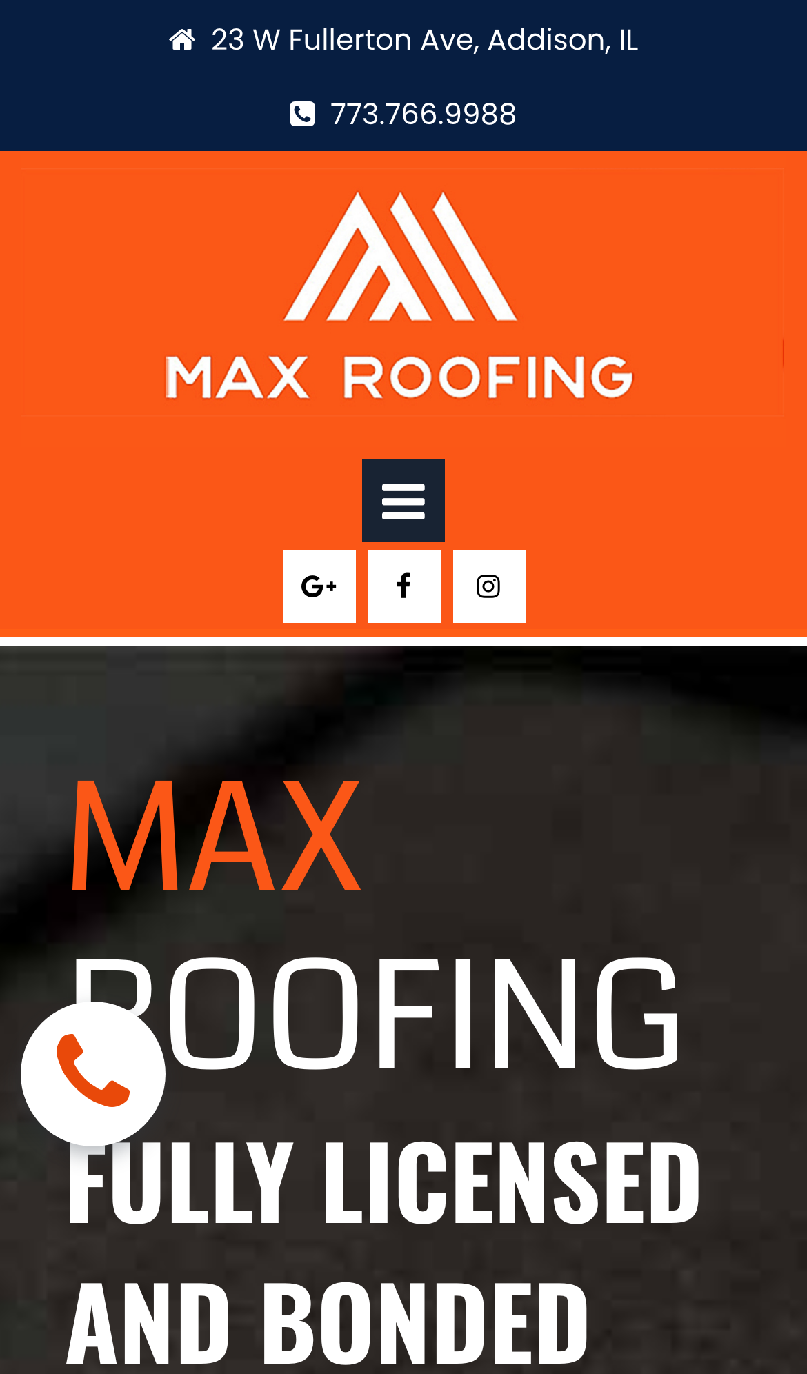 maxroofings.com on a phone